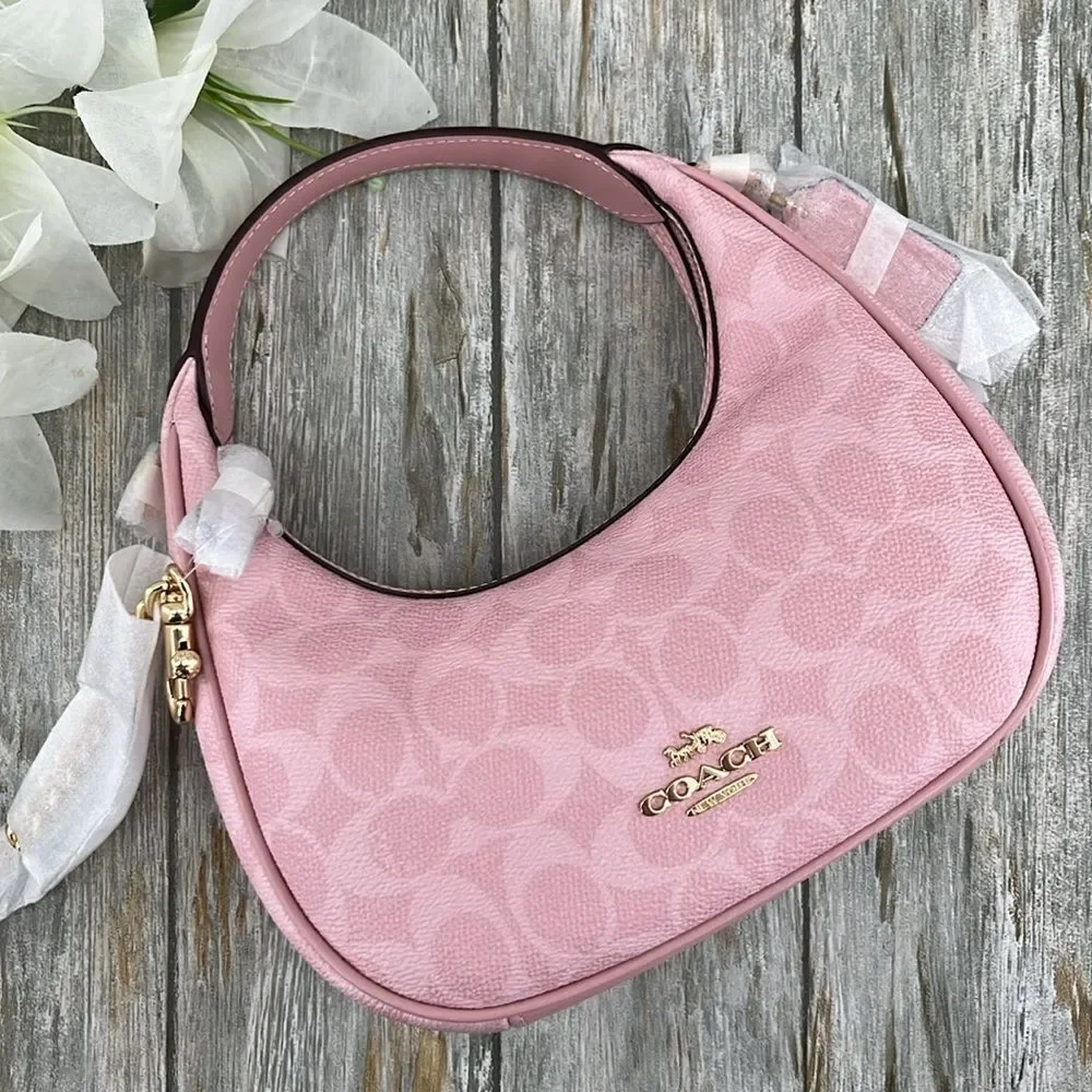 Coach Carmen Mini Crossbody Bag In Signature Canvas Powder Pink Purse